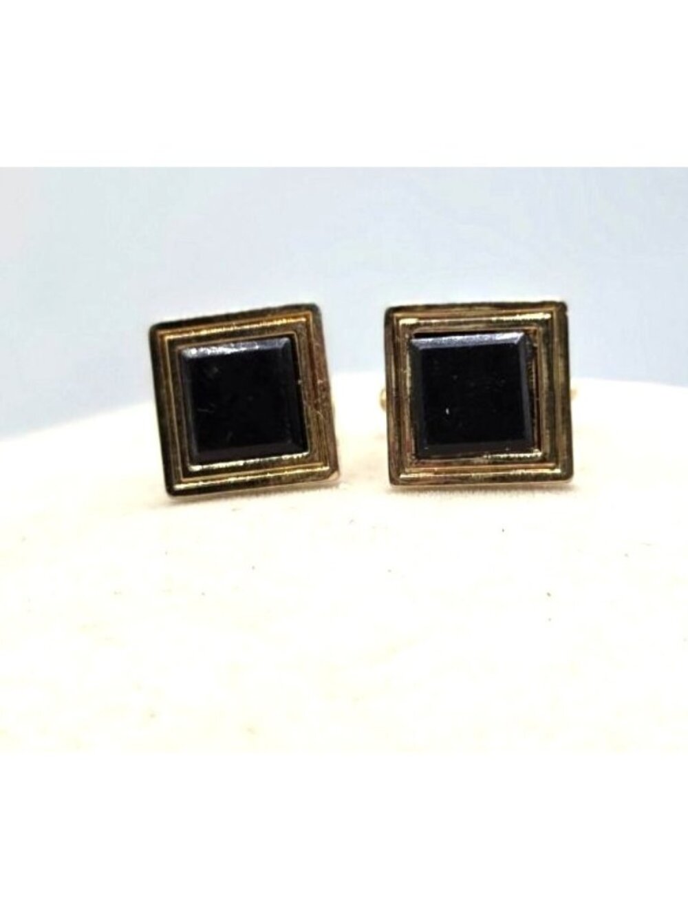 Vintage Black And Gold Tone Cufflinks